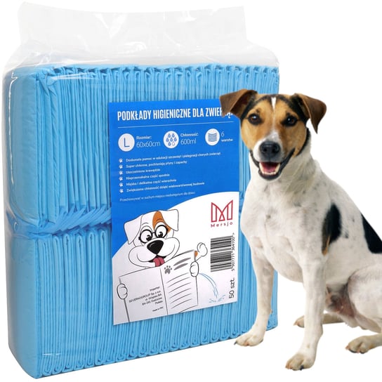 Podkłady higieniczne maty dla psa MERSJO, 60x60 cm, rozmiar L, 50 szt. Mersjo