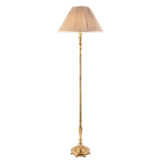 Podłogowa lampa abażurowa Asquith 63791 Endon B22 retro tkanina mosiądz ENDON