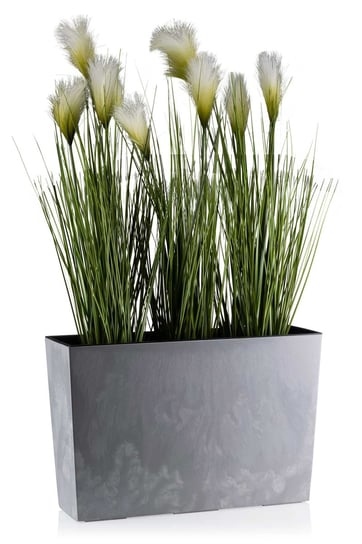 Podłużna WYSOKA doniczka skrzynka na kwiaty zioła imitacja betonu SZARA eko HowHomely