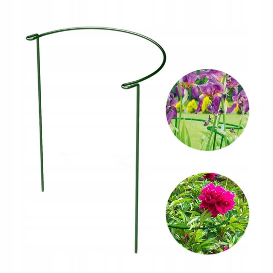 Podpora do kwiatów 50 cm - Zielona obejma do kwiatów - Metalowa stabilna GardenPlus