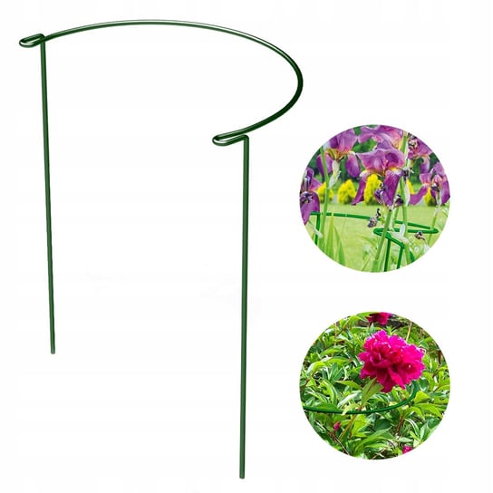 Podpora do kwiatów 75 cm - Zielona obejma do kwiatów - Metalowa stabilna GardenPlus