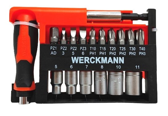 Podręczny zestaw bitów i nasadek ze śrubokrętem Werckmann WERCKMANN