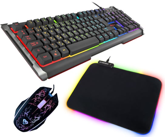 Podświetlana klawiatura dla graczy GENESIS RHOD 400 RGB ALU do gier + mysz + podświetlana mata Genesis