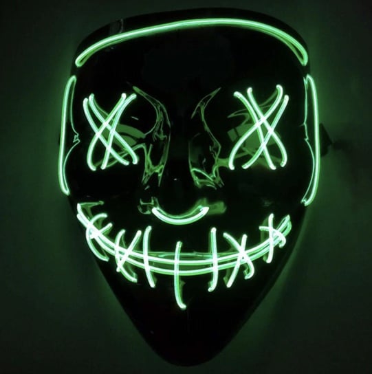 Podświetlana Maska Na Halloween Led Impreza 9 Kolorów Czarno-Zielony Inna marka
