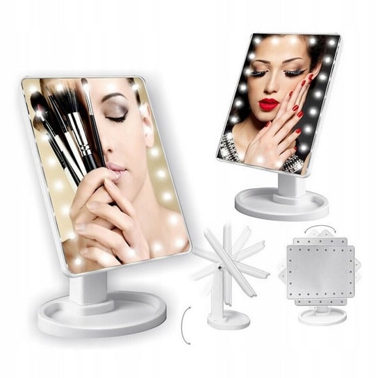 Podświetlane lusterko do makijażu LED, białe Rosfix