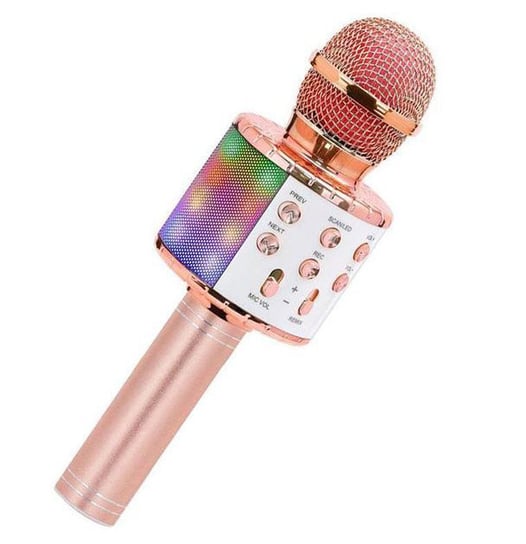 Podświetlany Mikrofon Bezprzewodowy Led Bluetooth Ws858L Karaoke Miedziany R2invest