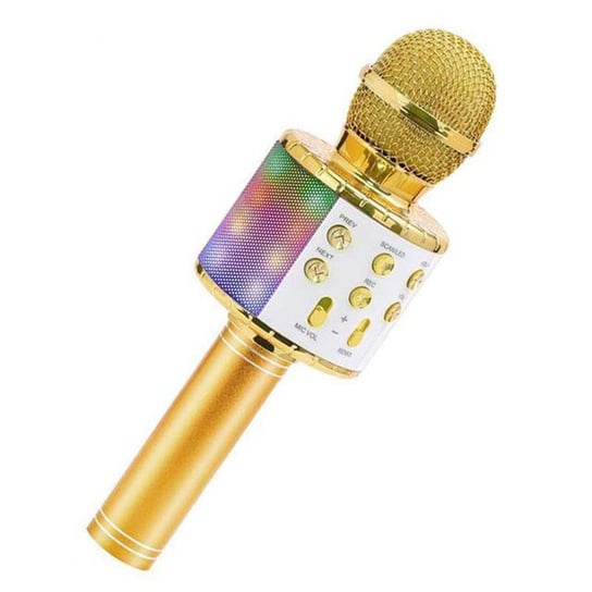 Podświetlany Mikrofon Bezprzewodowy Led Bluetooth Ws858L Karaoke Złoty R2invest