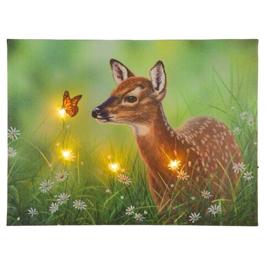 Podświetlany obraz - jeleń na łące, 4 diody LED, 30 x 40 cm Nexos
