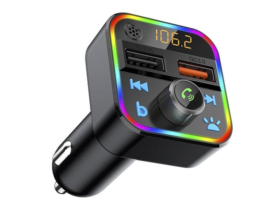 Podświetlany transmiter FM z zestawem głośnomówiącym BLOW Bluetooth 5.0 +QC3.0 RGB Blow