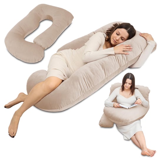 Poduszka ciążowa do spania na boku w kształcie J – poduszka do karmienia XXL, poduszka rehabilitacyjna Swan Pillow, poduszka przytulanka, poduszka ergonomiczna i poduszka do spania z zdejmowanym pokrowcem 180 cm Amazinggirl