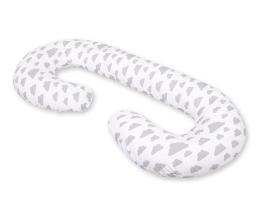 Poduszka ciążowa typu C poduszka dla kobiet w ciąży i do karmienia- chmurki szare Bobono