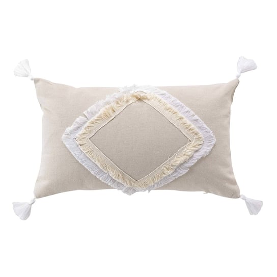 Poduszka dekoracyjna do salonu MALORY, z białymi frędzlami Douceur d'intérieur