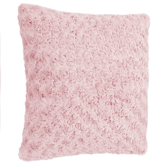Poduszka dekoracyjna futrzana w kolorze różu, włochata ozdoba do salonu. Atmosphera