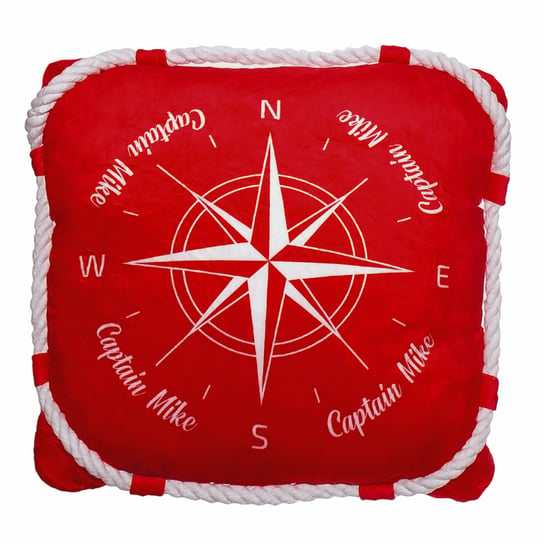 Poduszka dekoracyjna MORSKA KOMPAS SZNUR MARYNARSKI ozdobna czerwona PAMIĄTKA Captain Mike