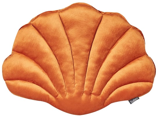 Poduszka dekoracyjna muszla welurowa 47 x 35 cm pomarańczowa CONSOLIDA Beliani