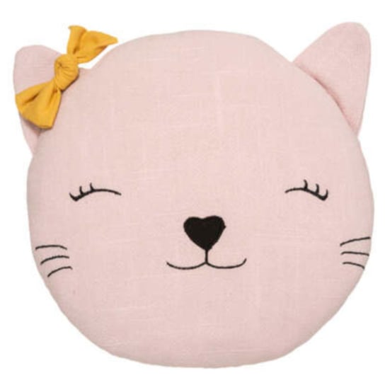 Poduszka dekoracyjna w kształcie kota, różowa, poliester, Ø 27 cm Atmosphera for kids