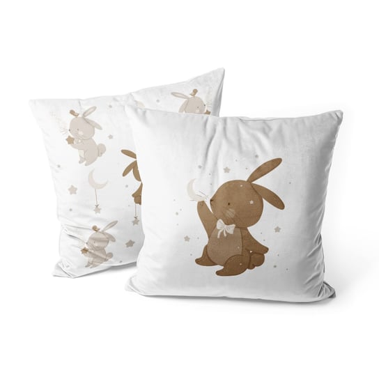 Poduszka dla dzieci BUNNY BLISS wzór D253 | zajączki w gwiazdkach poduszka 45 x 45 cm (z wypełnieniem) Decordruk