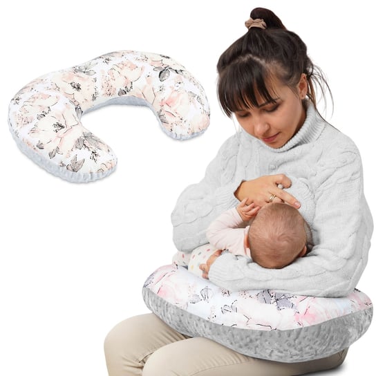 Poduszka do karmienia 130 x 45 cm - mała poduszka do karmienia piersią w podróży Róża Totsy Baby