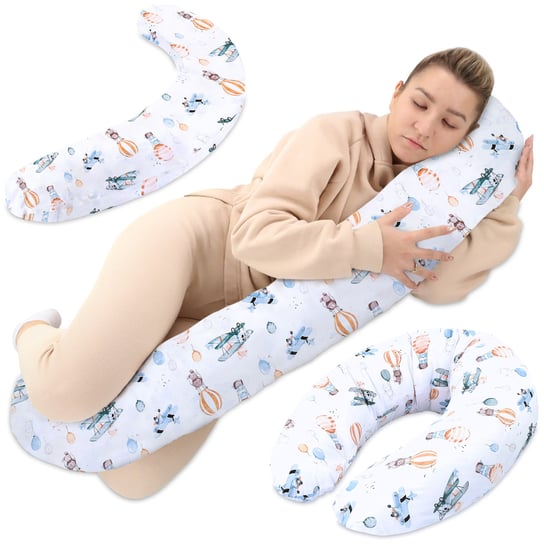 Poduszka do karmienia lub do spania na boku 190 cm - Poduszka ciążowa wspierająca pozycjonująca balony Amazinggirl