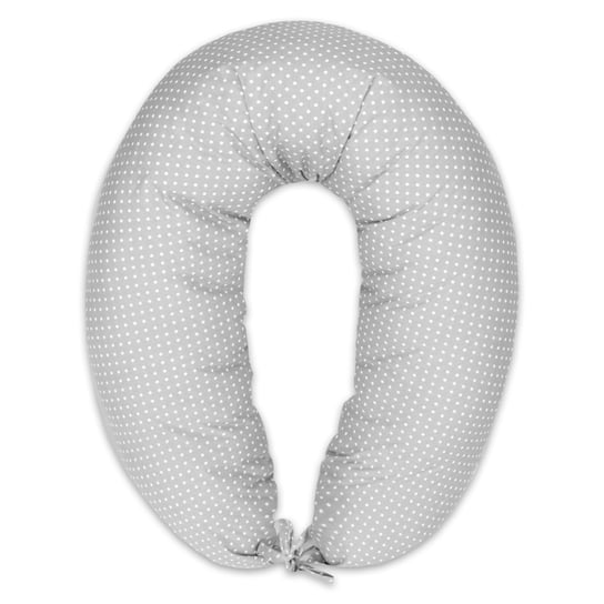 Poduszka do karmienia lub do spania na boku 190 cm - Poduszka ciążowa wspierająca pozycjonująca kropki na szarym Totsy Baby