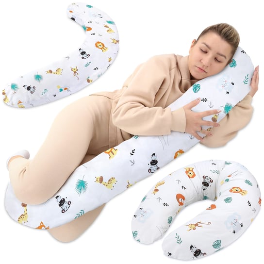 Poduszka do karmienia lub do spania na boku 190 cm - Poduszka ciążowa wspierająca pozycjonująca safari Amazinggirl