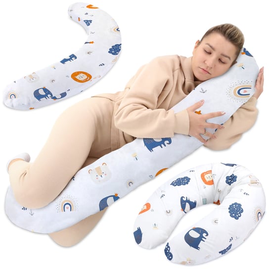 Poduszka do karmienia lub do spania na boku 190 cm - Poduszka ciążowa wspierająca pozycjonująca tęcza Amazinggirl