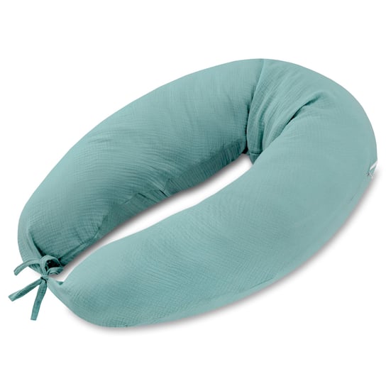 Poduszka do karmienia lub do spania na boku 190cm - Poduszka ciążowa wspierająca pozycjonująca muślin zielony Amazinggirl