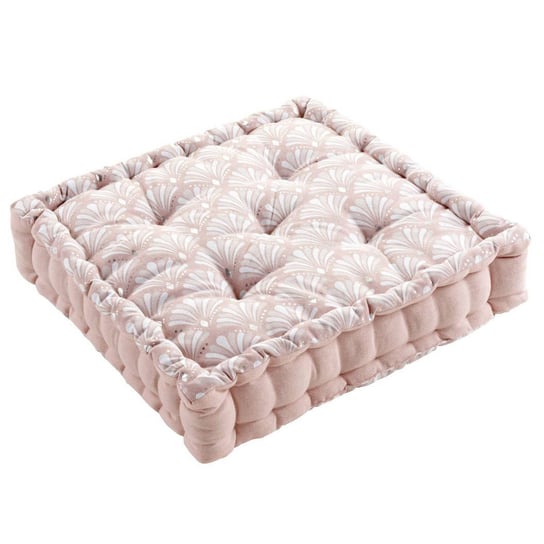 Poduszka do siedzenia na podłodze, bawełniana, 45 x 45 x 10 cm, różowa, wzór roślinny Douceur d'intérieur