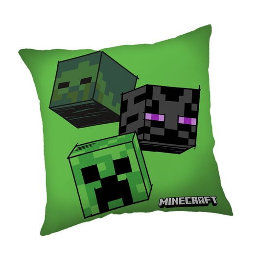 Poduszka dziecięca 40x40 Minecraft The Mobs zielona Jerry Fabrics