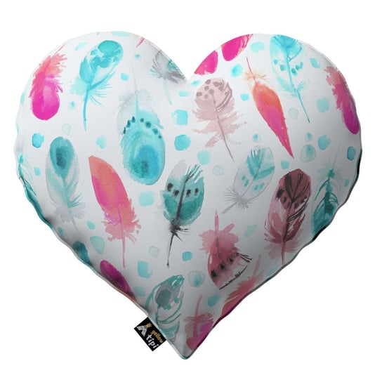 Poduszka Heart of Love, różowe i turkusowe piórka, 45x15x45cm, Magic Collection Yellow Tipi