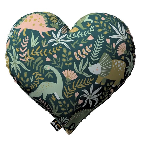 Poduszka Heart of Love z minky, Dinozaury na zielonym tle, 45x15x45cm, Magic Collection Yellow Tipi