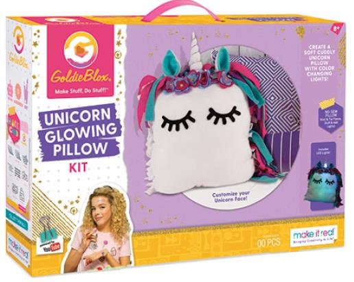 Poduszka - Jednorożec, Goldie Blox Glowing Unicorn Pillow Kit 