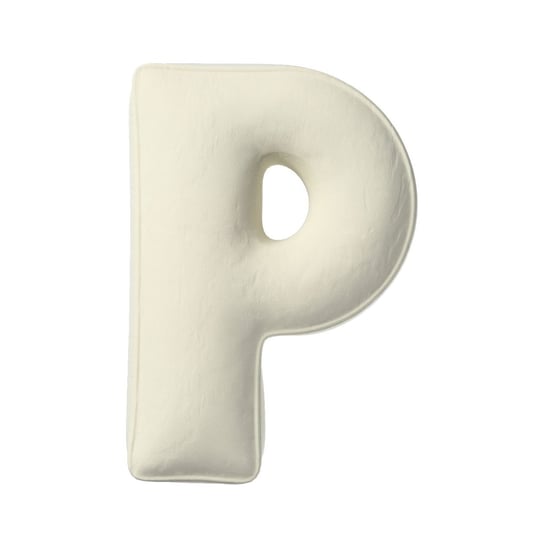 Poduszka literka P, śmietankowa biel, 35x40cm, Posh Velvet Yellow Tipi