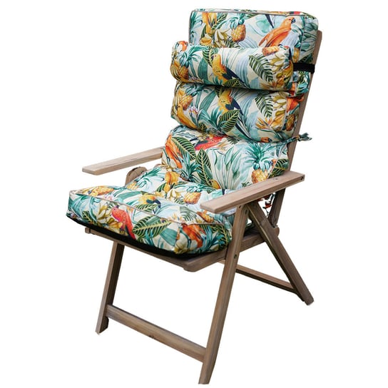 Poduszka na fotel leżak ogrodowy 120 cm beżowy w papugi Blomster