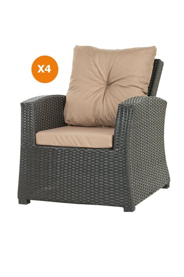 Poduszka na fotel ogrodowy z rattanu, 52x56x7cm+ 50x56cm., 4szt., beżowy Inna marka