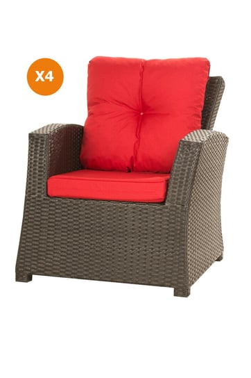 Poduszka na fotel ogrodowy z rattanu, 52x56x7cm+ 50x56cm., 4szt., czerwony Inna marka