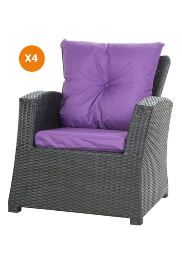 Poduszka na fotel ogrodowy z rattanu, 52x56x7cm+ 50x56cm., 4szt., fioletowy Inna marka
