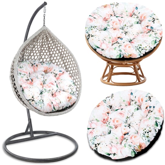 Poduszka na fotel papasan 100 cm - Poduszka do siedzenia do wiszącego krzesła lub siedzisko do mebli ogrodowych i rattanowych bardzo grube okrągłe kwiaty 4 Amazinggirl