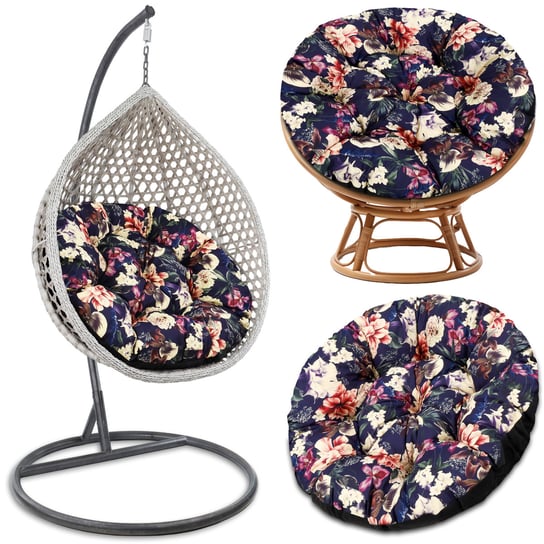 Poduszka na fotel papasan 100 cm - Poduszka do siedzenia do wiszącego krzesła lub siedzisko do mebli ogrodowych i rattanowych bardzo grube okrągłe kwiaty 6 Amazinggirl