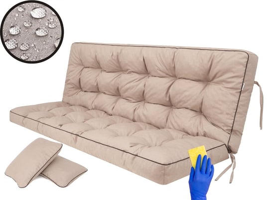 Poduszka na Huśtawkę na Ławkę Ogrodową 120 cm Gruba Wodoodporna + 2 Jaśki HobbyGarden