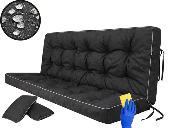 Poduszka na Huśtawkę na Ławkę Ogrodową 120 cm Gruba Wodoodporna + 2 Jaśki HobbyGarden