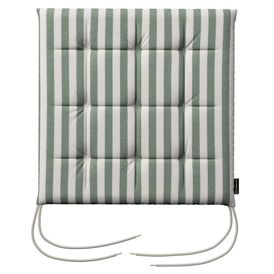 Poduszka na krzesło Karol, zielono białe pasy (1,5cm), 40 x 40 x 3,5 cm, Quadro Inna marka