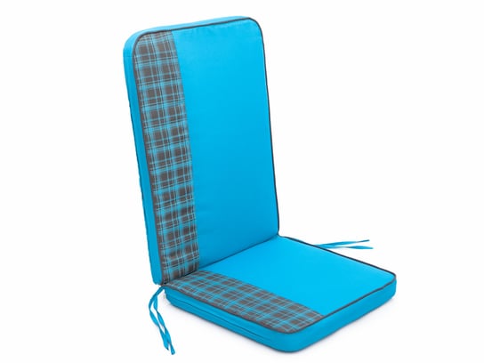 Poduszka na krzesło ogrodowe, Coffee High, Niebieska w kratkę bok, 47x97 cm HobbyGarden