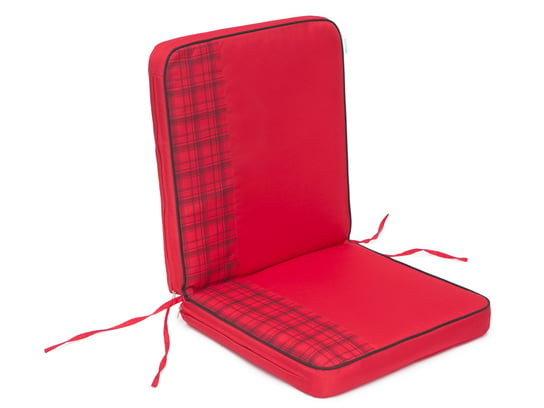 Poduszka na krzesło ogrodowe, Coffee Low, Czerwona krata bok, 47x97 cm HobbyGarden