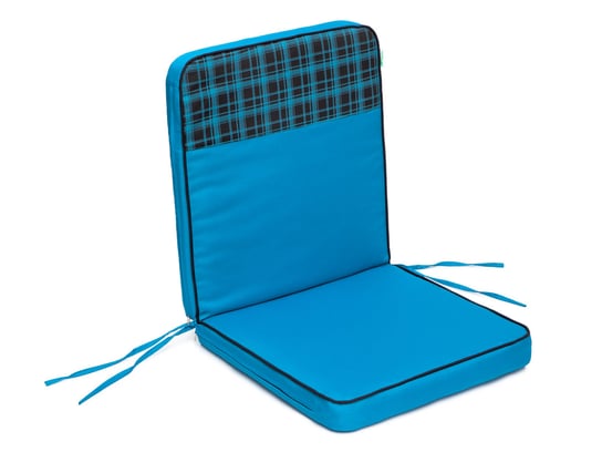 Poduszka na krzesło ogrodowe, Coffee Low, Niebieska krata góra, 47x97 cm HobbyGarden