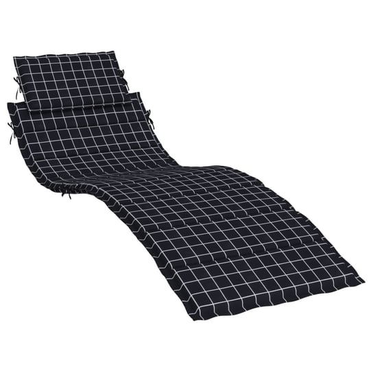Poduszka na leżak, czarna w kratę, tkanina Oxford vidaXL