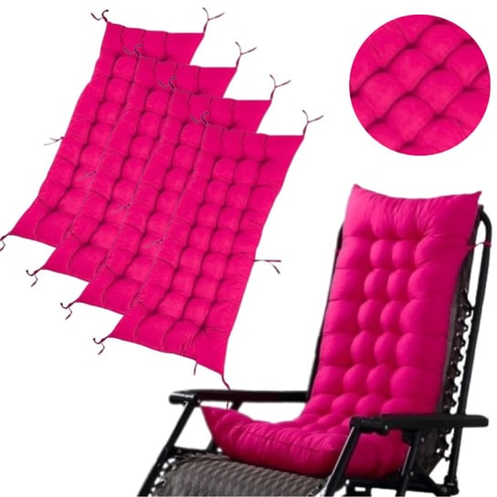 Poduszka Ogrodowa Na Krzesło Fotel Pikowana 4 Sztuki 110X60 Różowa Domidekor