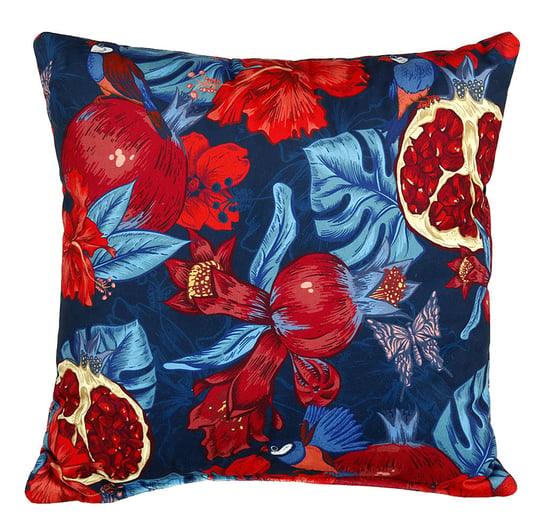 Poduszka ozdobna 40x40 cm w kolorze czerwonym z rajskimi motywami – poduszka dekoracyjna z miękkim wypełnieniem POSTERGALERIA