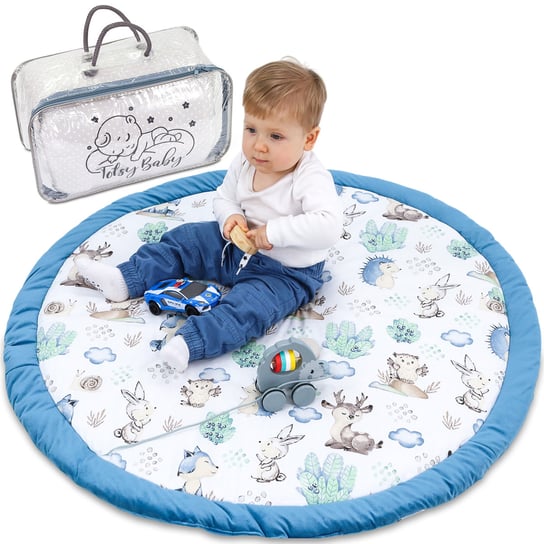 Poduszka podłogowa dla dzieci 100 cm - przytulny kocyk do pokoju dziecięcego okrągły materac podłogowy pikowany kocyk do raczkowania dla niemowląt Jeżyk odcień B Totsy Baby
