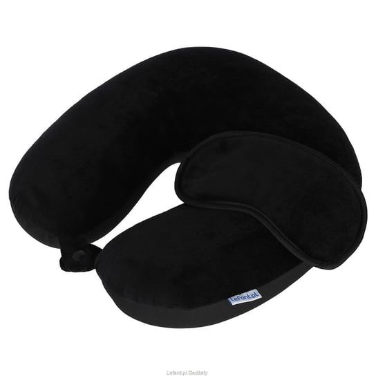Poduszka podróżna ortopedyczna LEFANT, + maska, czarna, 30x30x12 cm, 2 elementy Lefant